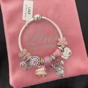 Linx Snake Chain Bracelet with Quinceanera 15th Birthday Themed Charms
